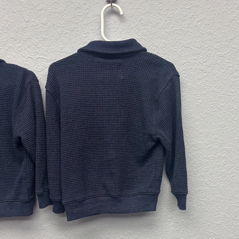 Old Navy Kids 2T+3T Coord Set of Waffled Dark Blue Polo LS Shirts w Pocket. GUC
